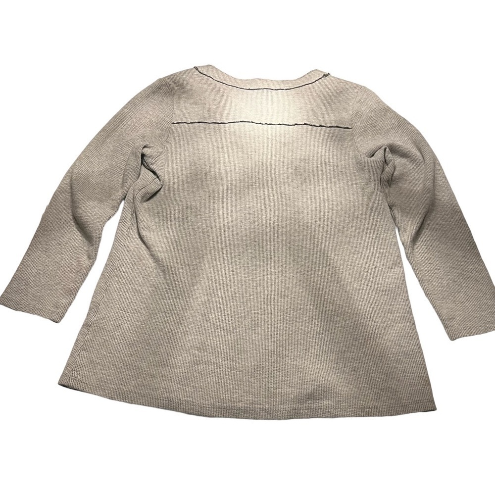 SOFT SURROUNDINGS Khaki Green Henley Tunic V-Neck with Raw Seams Size XS - Picture 3 of 10